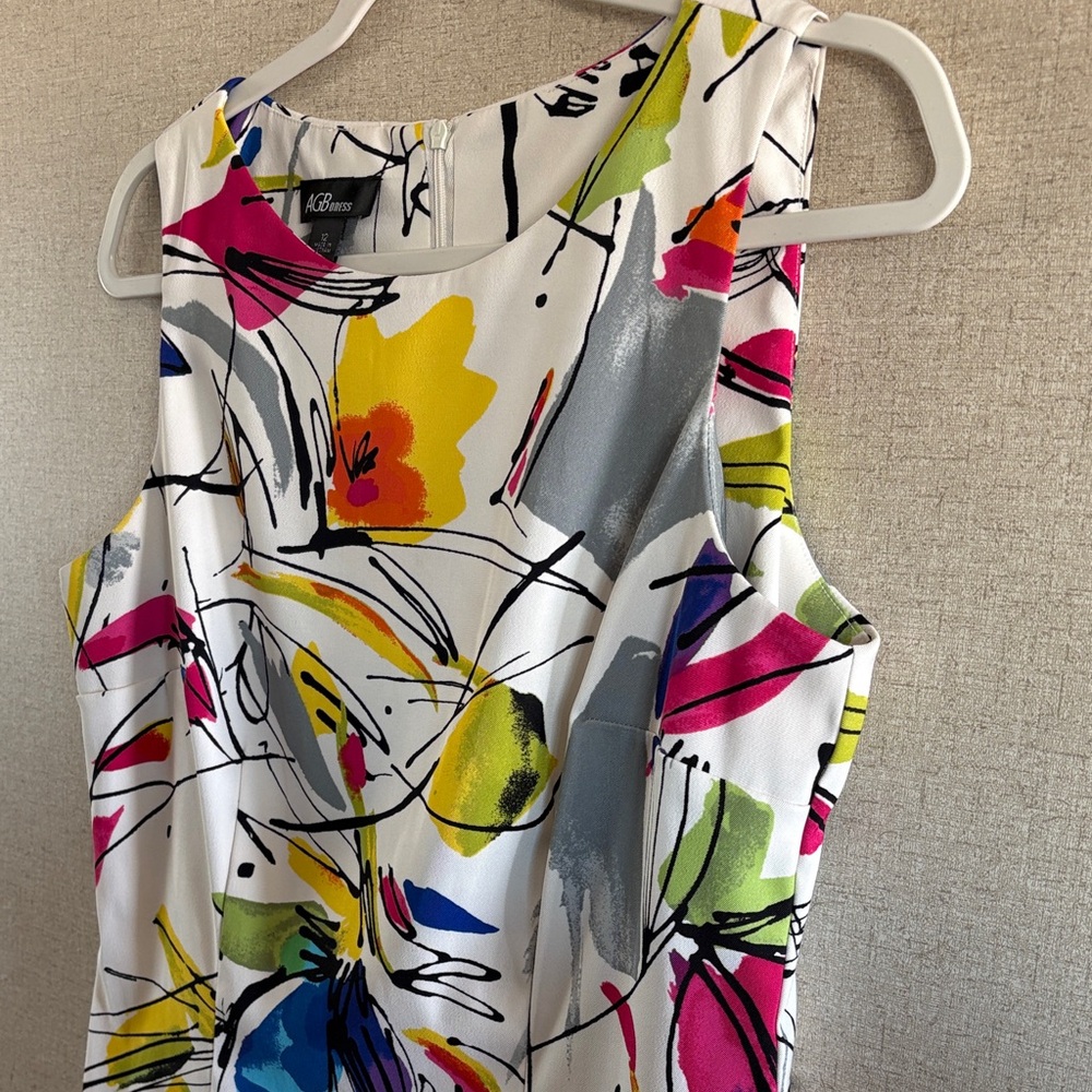 AGB Dress Women’s Sz 12 Colorful Abstract Floral Sheath Career Office Chic - Picture 11 of 15